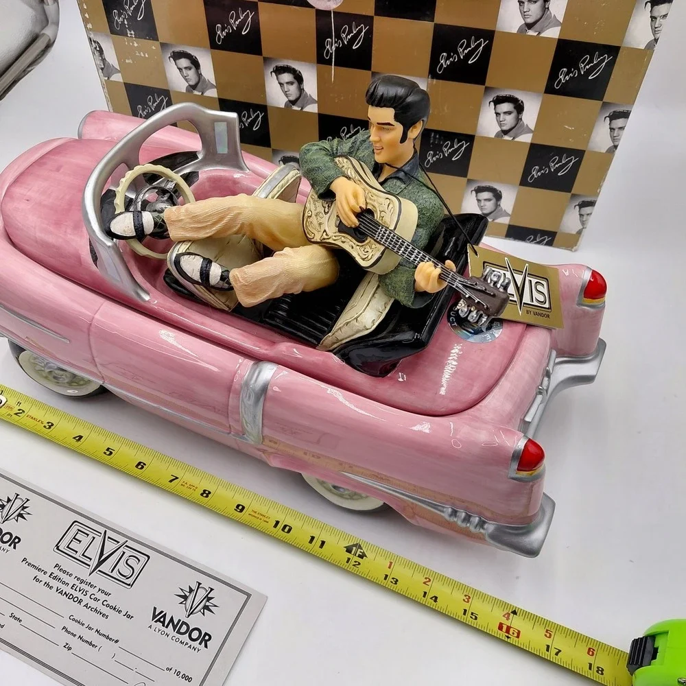 Vtg 90s Elvis Presley Pink Cadillac Cookie Jar ORIGINAL Box Certificate Numbered